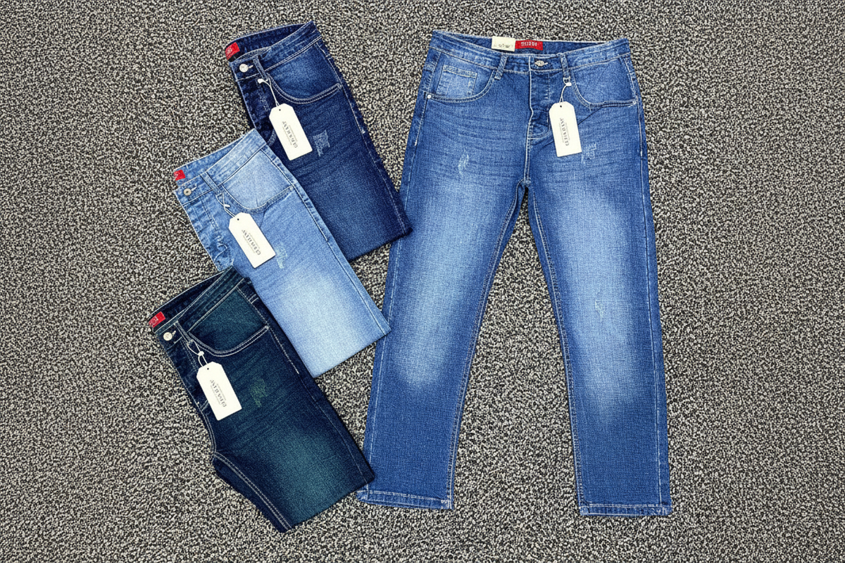 Denim Cross Edge Fabric Jeans