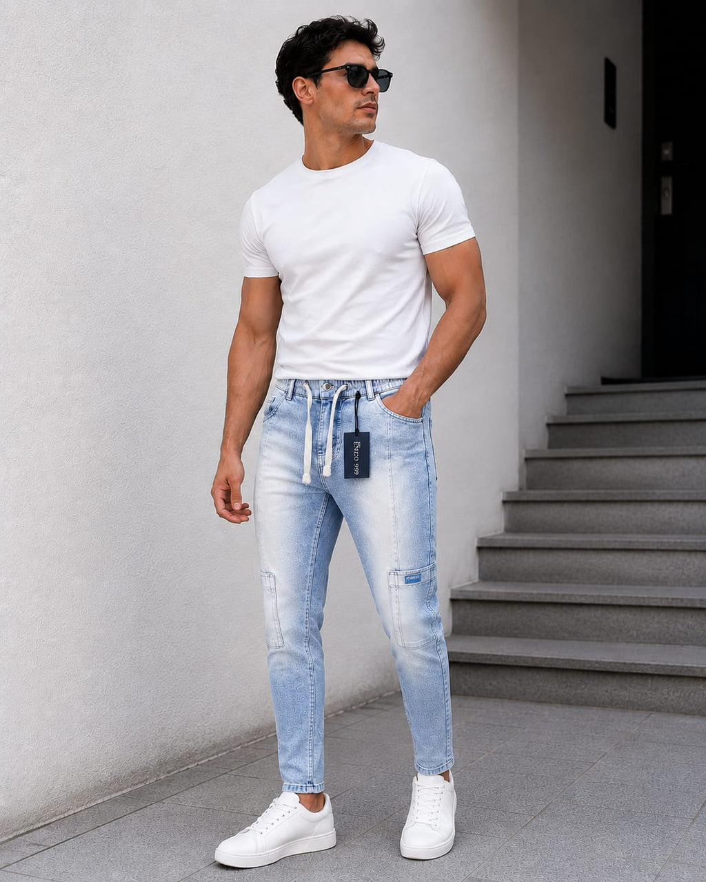 Sky Blue Carrot Fit Jeans