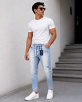 Sky Blue Carrot Fit Jeans