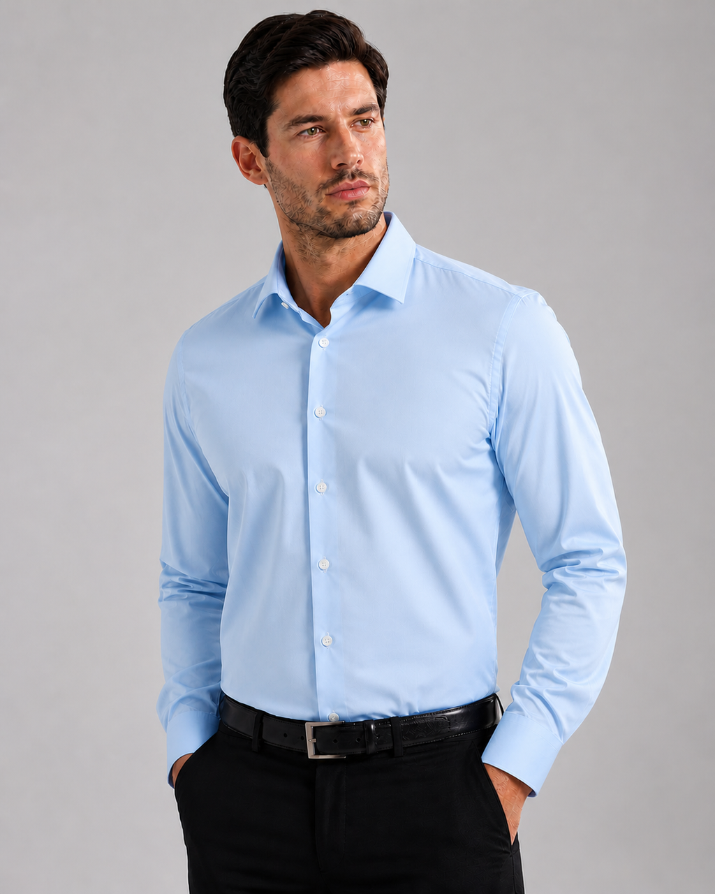 Plain Sky Blue Dress Shirt