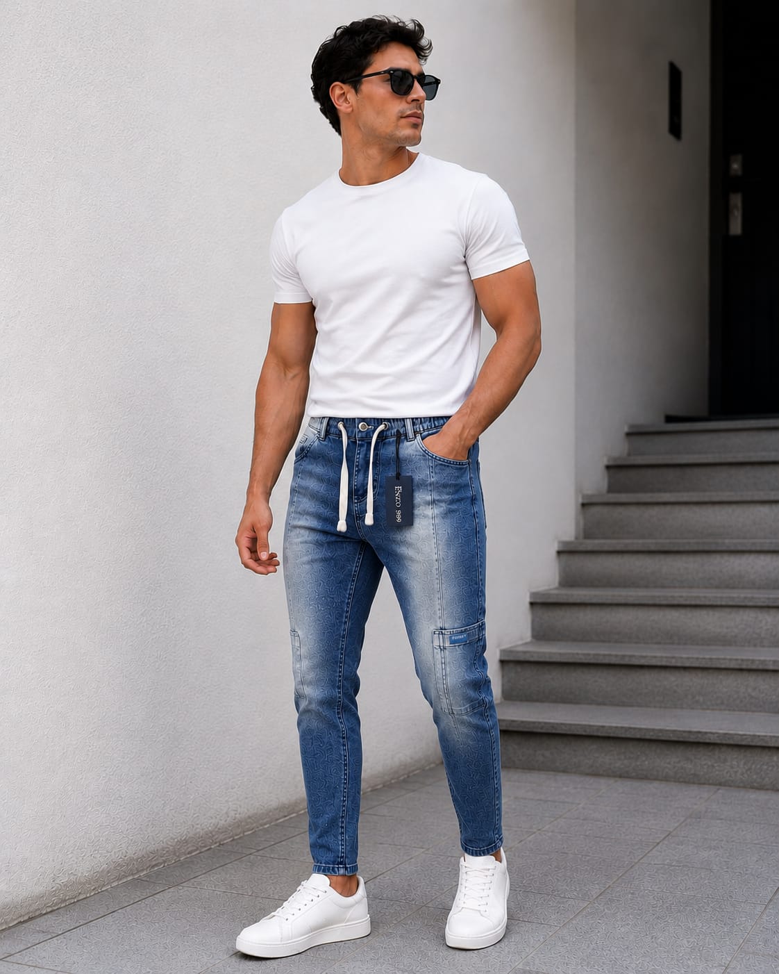 Dark Blue Carrot Fit Jeans