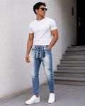 Contrast Wash Blue Carrot Fit Jeans