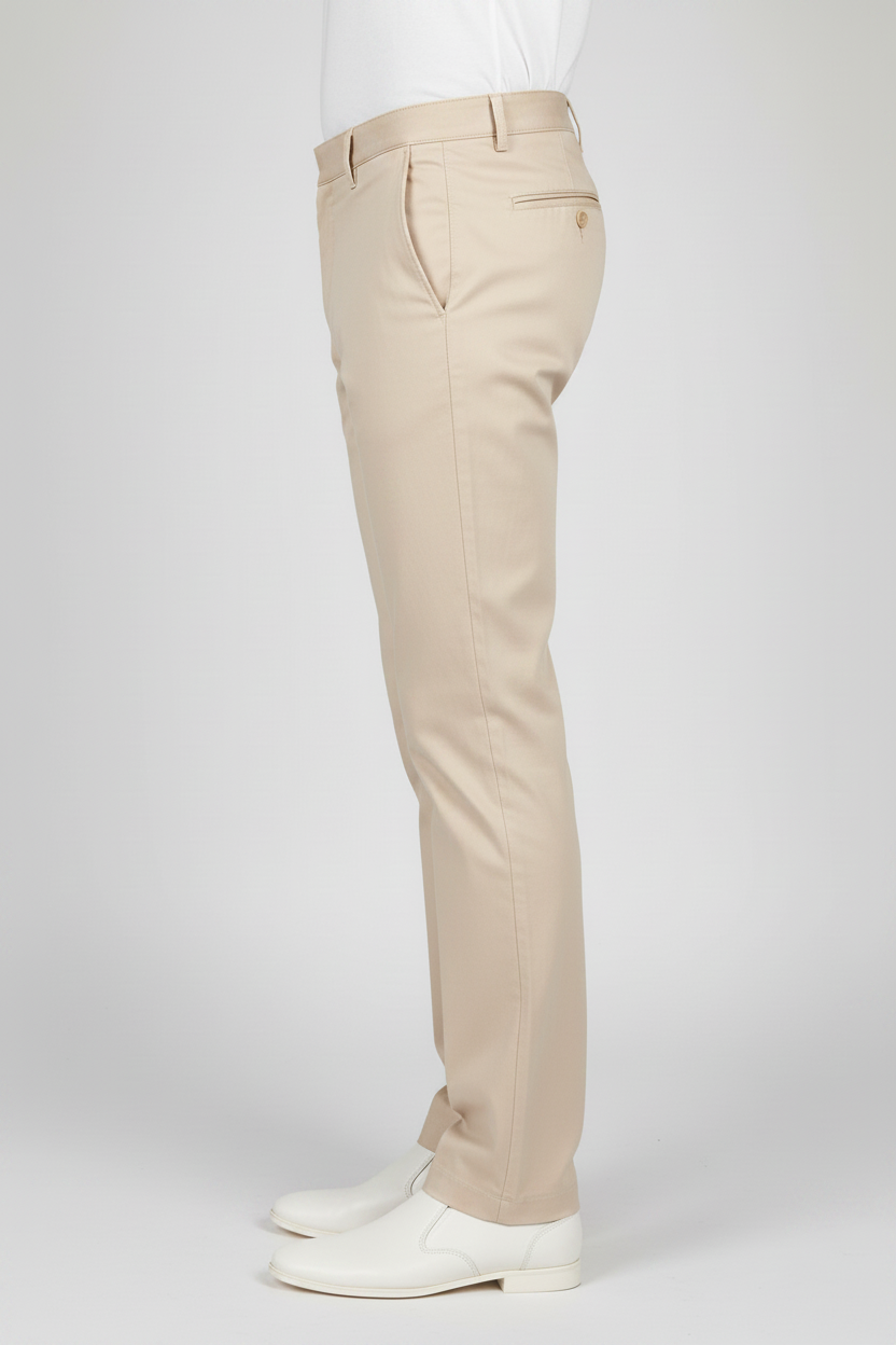 Beige Cotton Trousers For Men