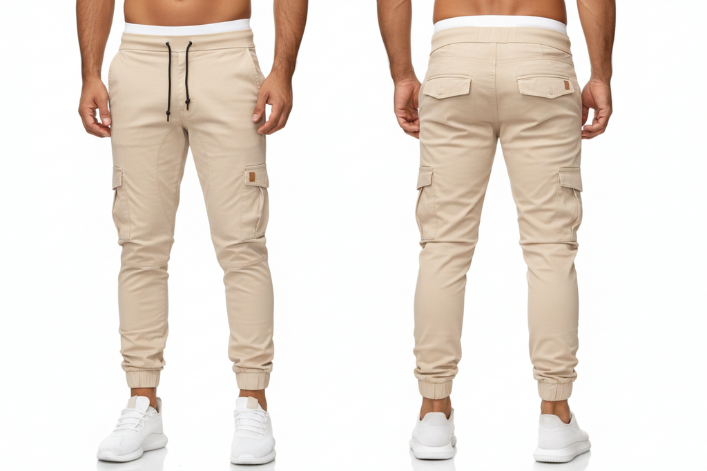 Beige Cargo Trousers For Men