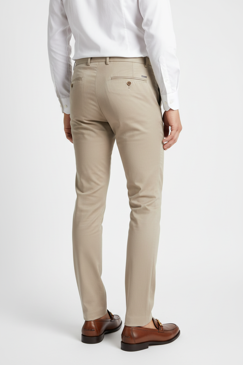 Beige Regular Fit Dress Pant