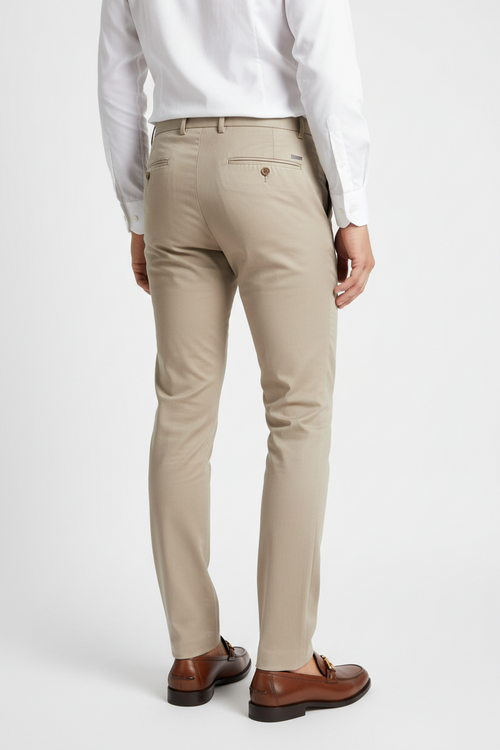 Beige Regular Fit Dress Pant