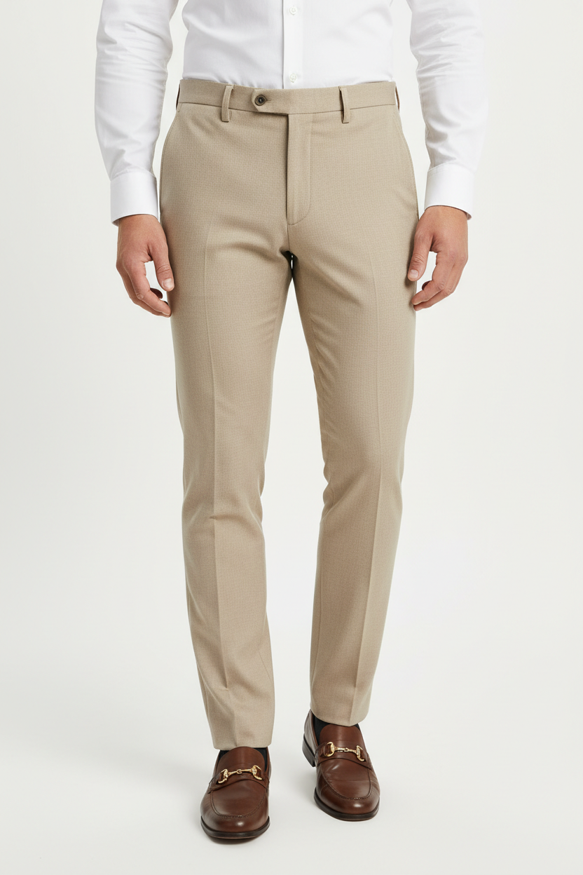 Beige Regular Fit Dress Pant