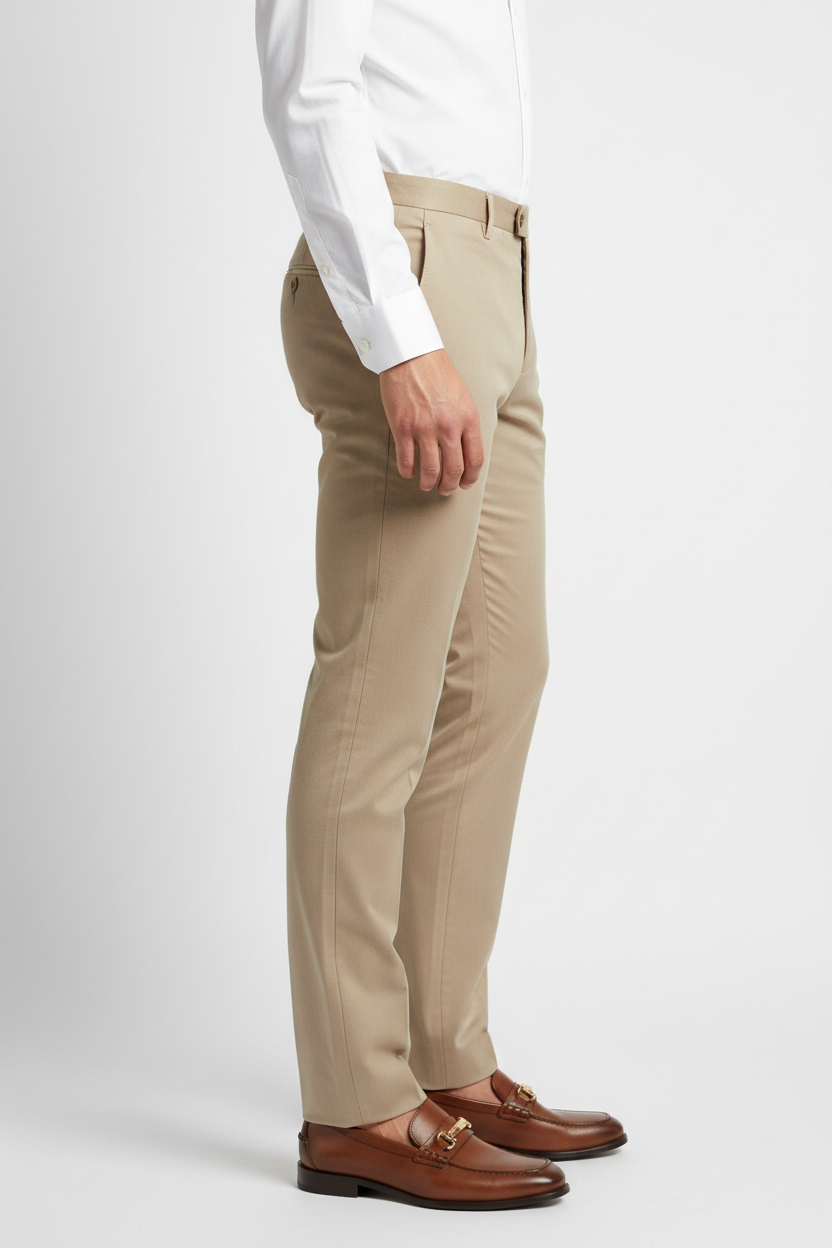 Beige Regular Fit Dress Pant