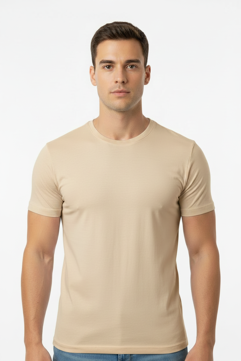 Plain Beige T-Shirt For Men