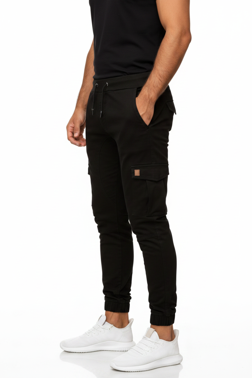 Black Cargo Trousers For Men