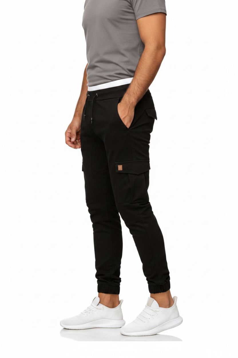 Black Cargo Trousers For Men