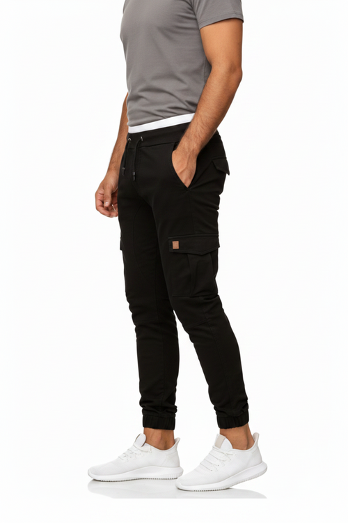 Black Cargo Trousers For Men