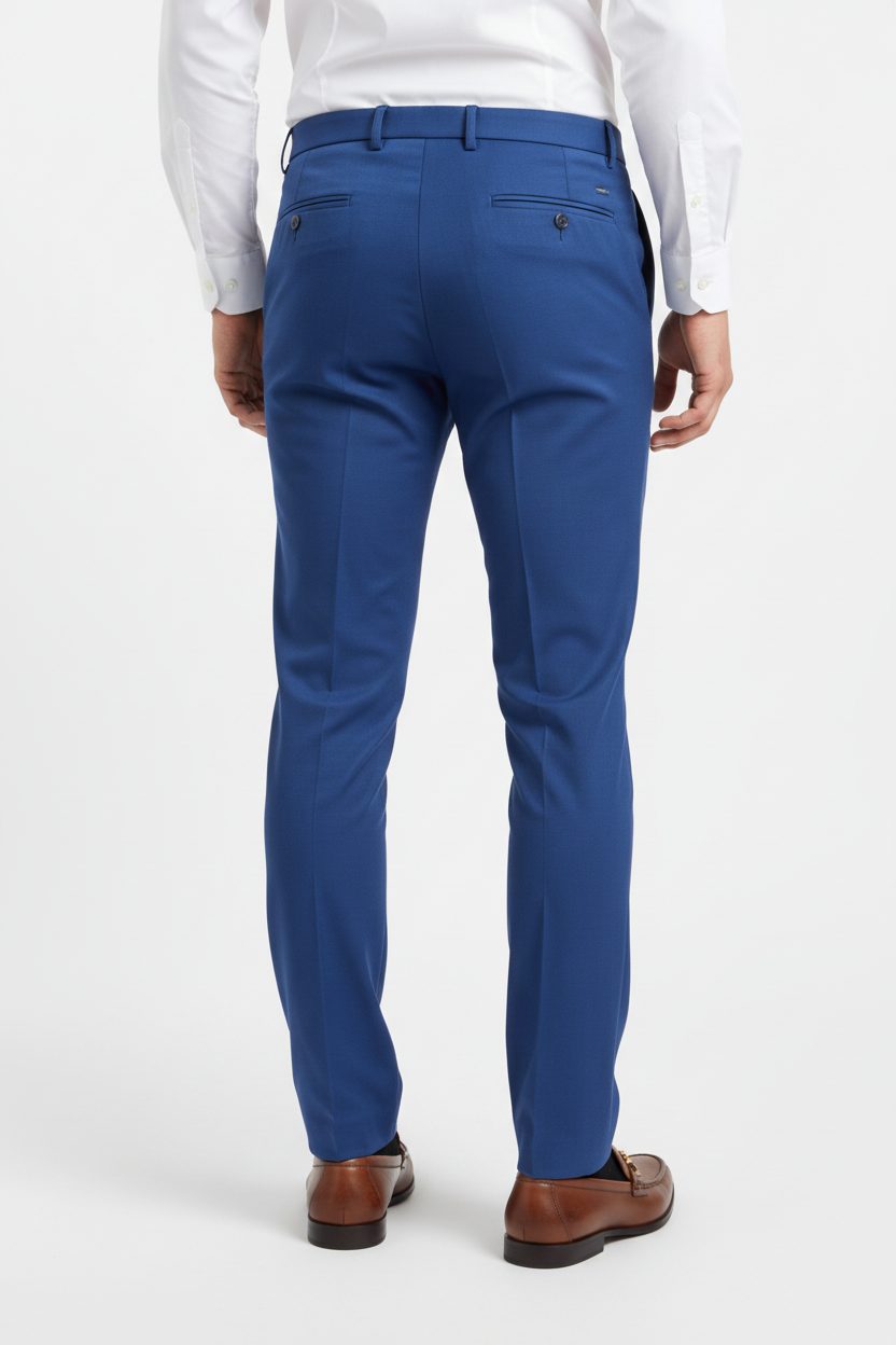 Blue Regular Fit Dress Pant