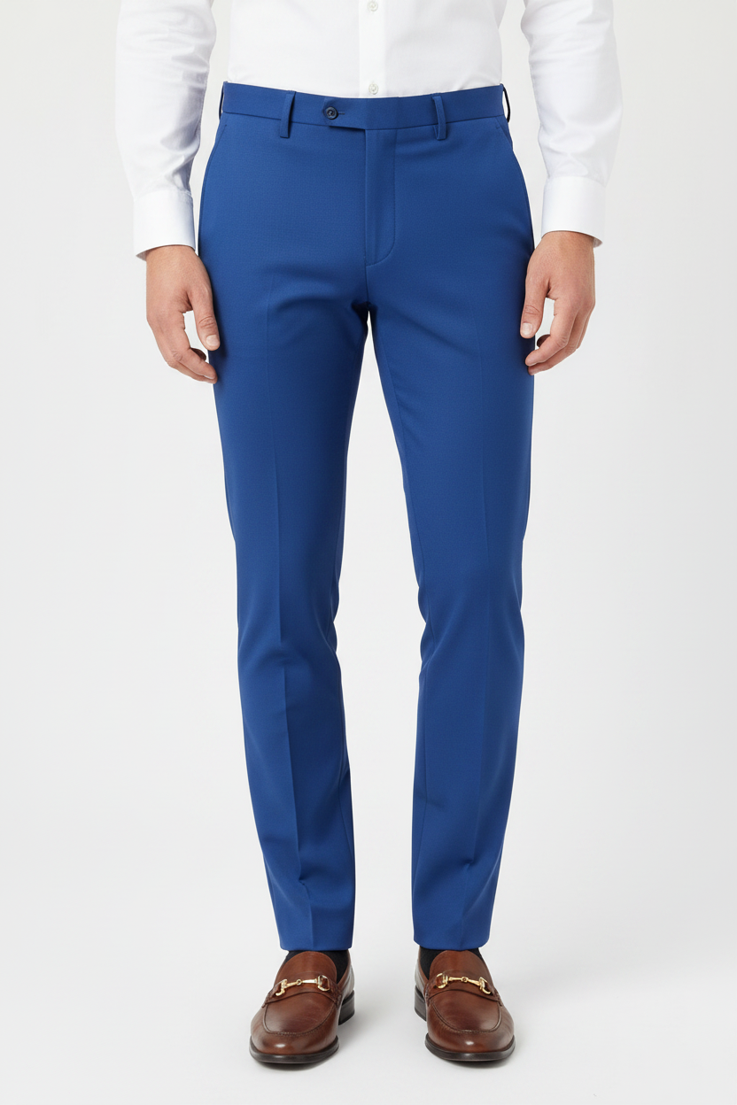 Blue Regular Fit Dress Pant