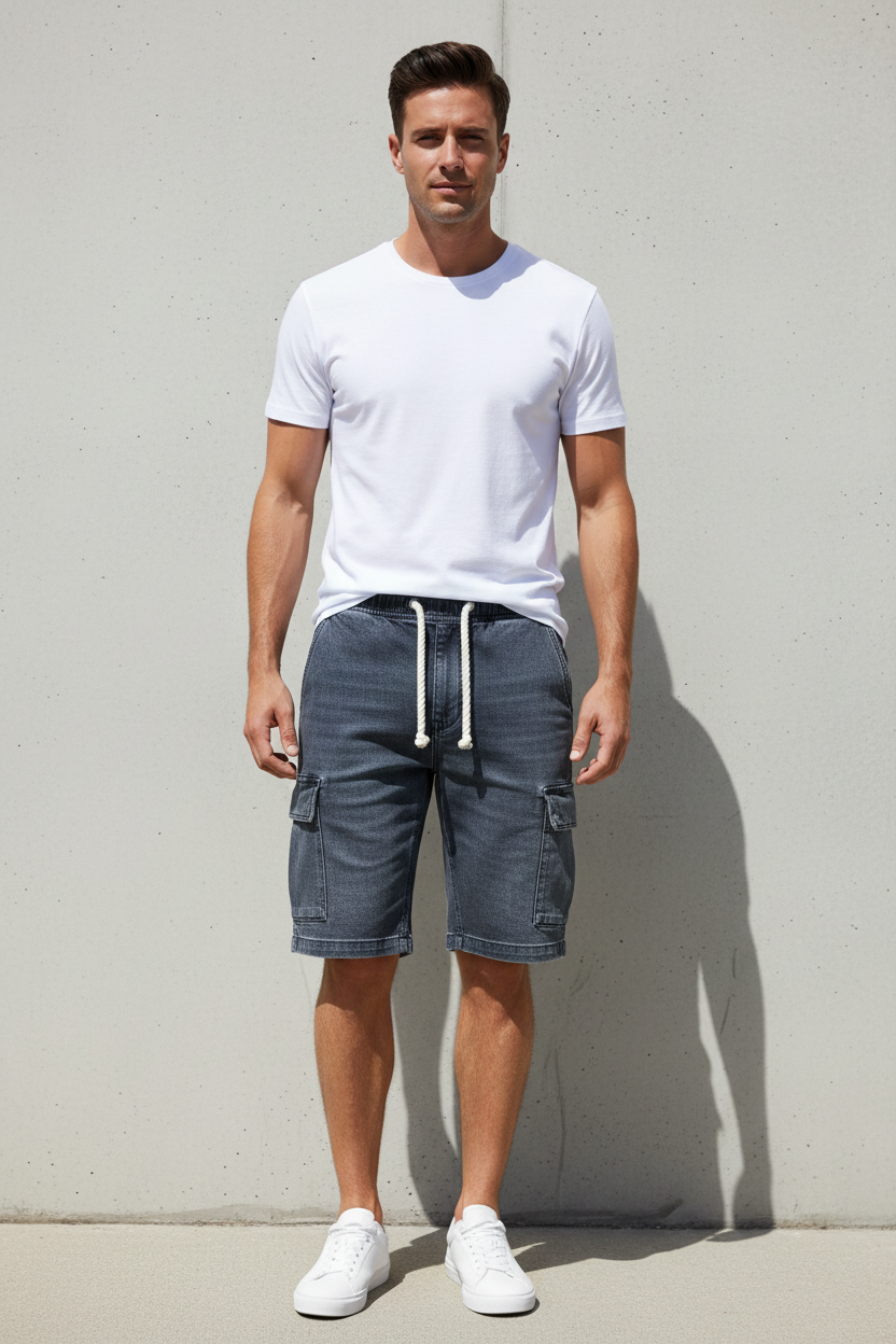 Gray Denim Shorts For Men