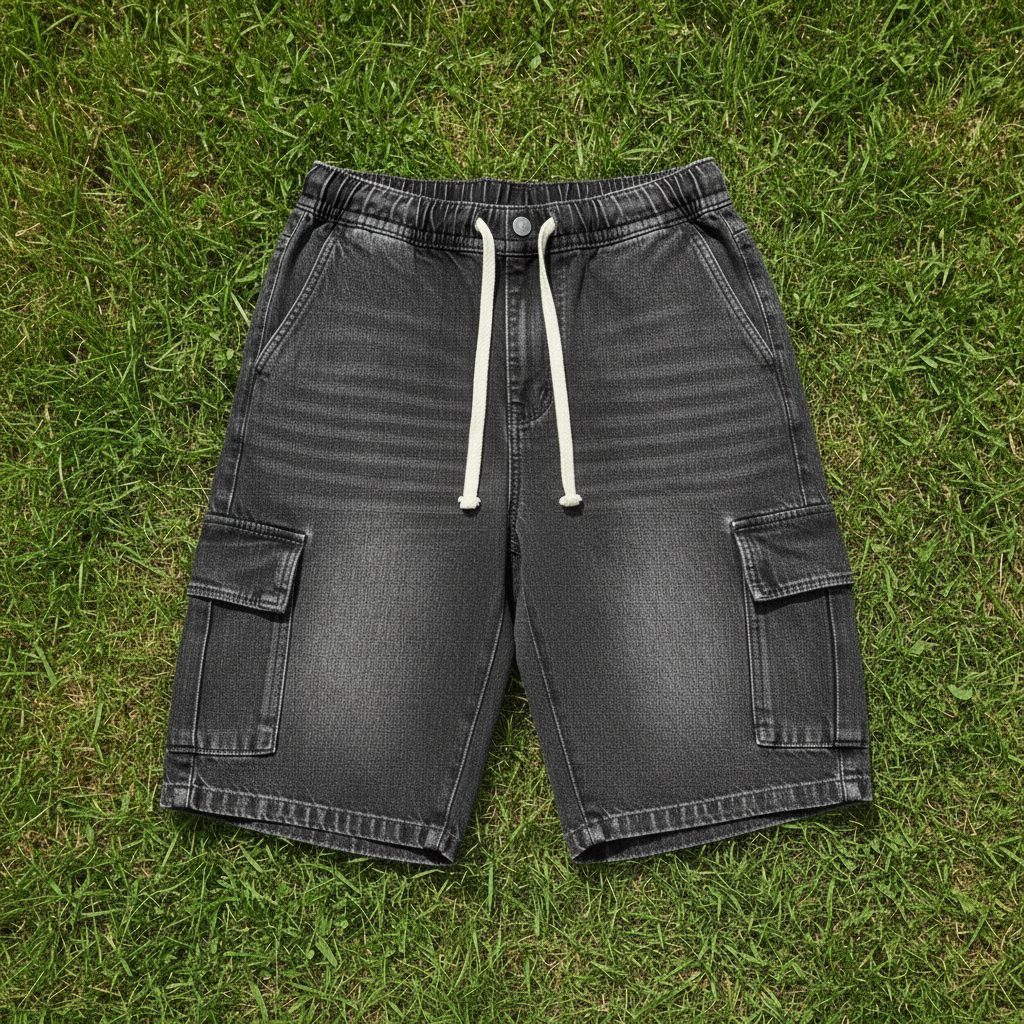 Dark Gray Denim Shorts For Men