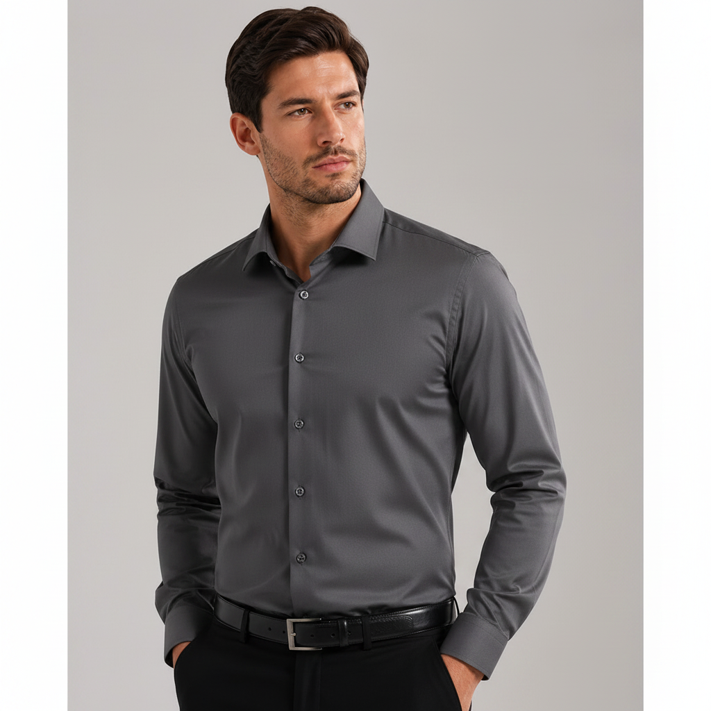 Plain Dark Gray Dress Shirt