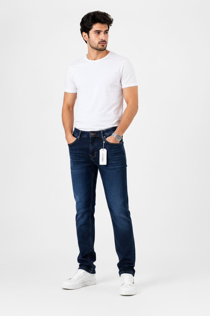 Deep Indigo Wash Denim Cross Edge Fabric Jeans | Regular Fit Raizing