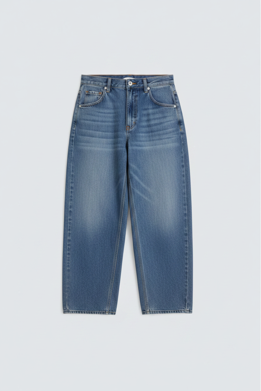 Medium-Blue Wash Balloon Fit Jeans