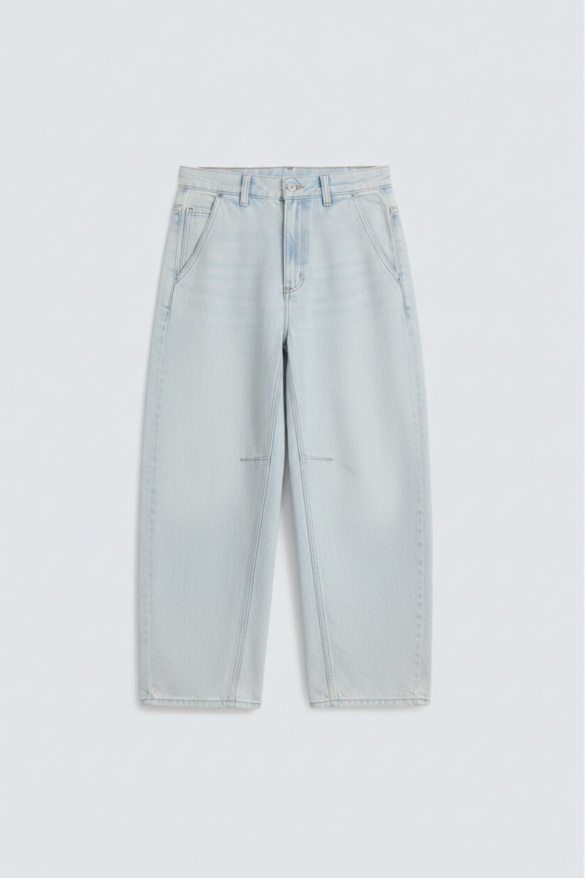 Ice-Blue Balloon Fit Jeans