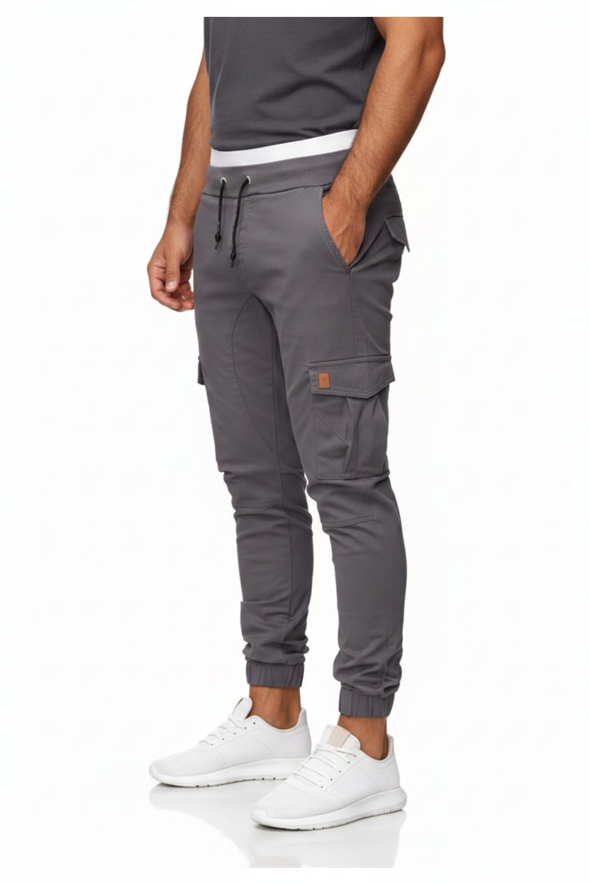 Gray Cargo Trousers For Men