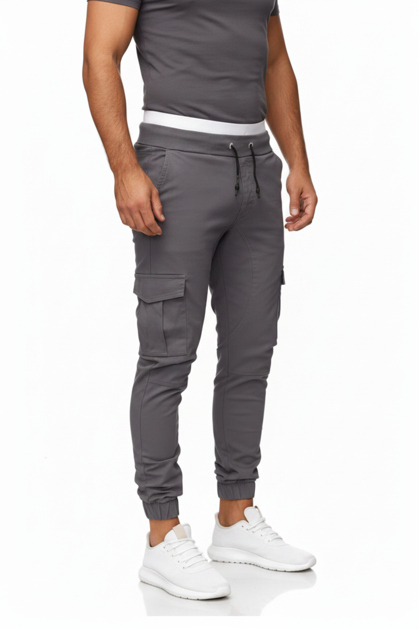 Gray Cargo Trousers For Men