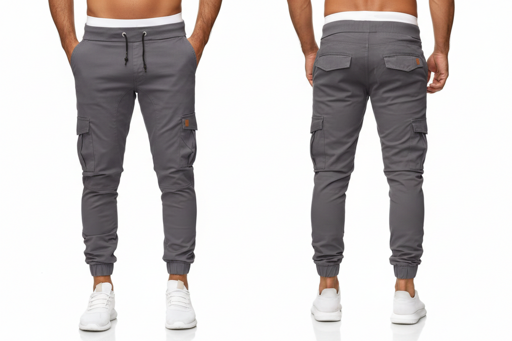Gray Cargo Trousers For Men