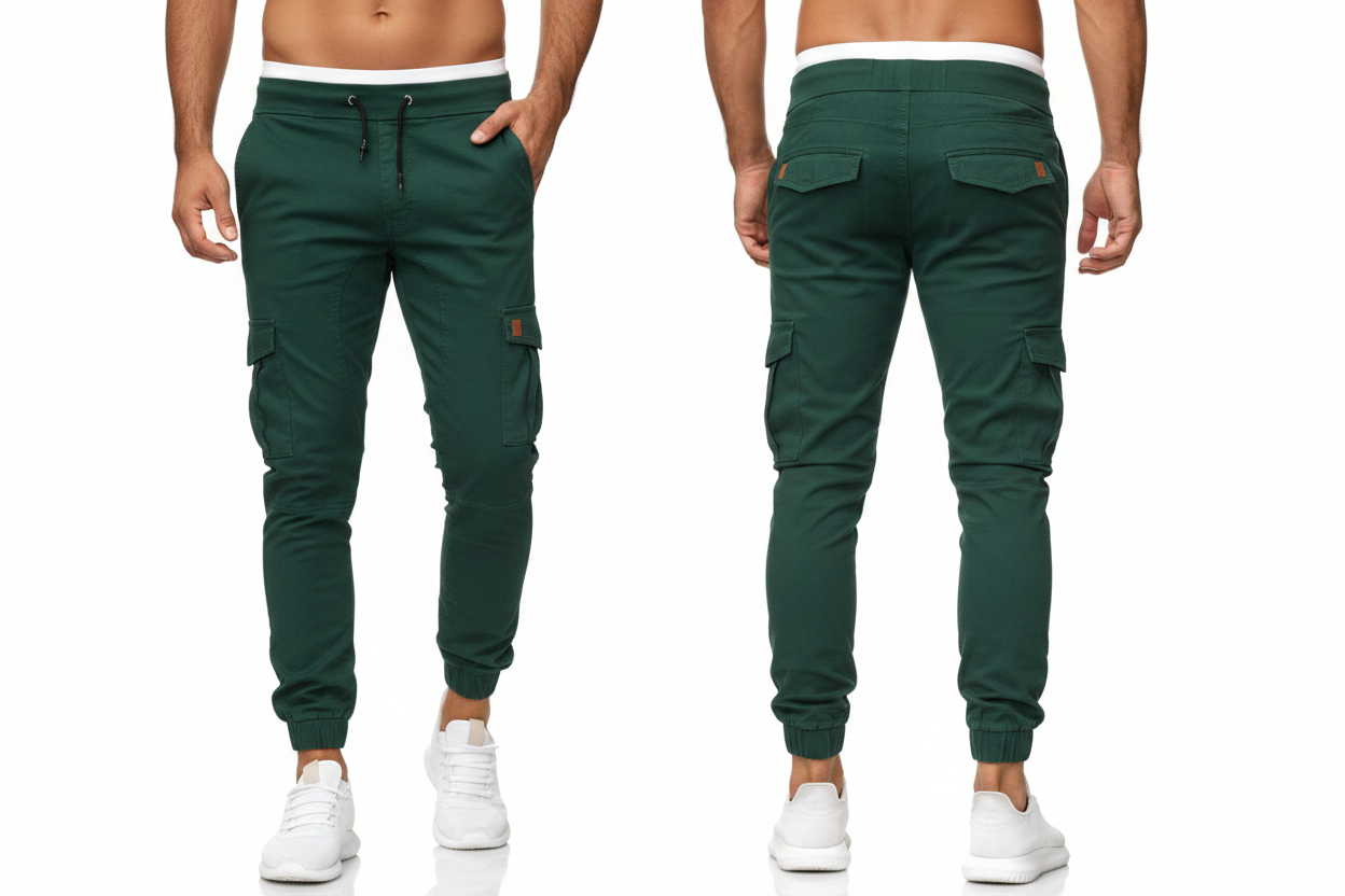 Green Cargo Trousers For Men
