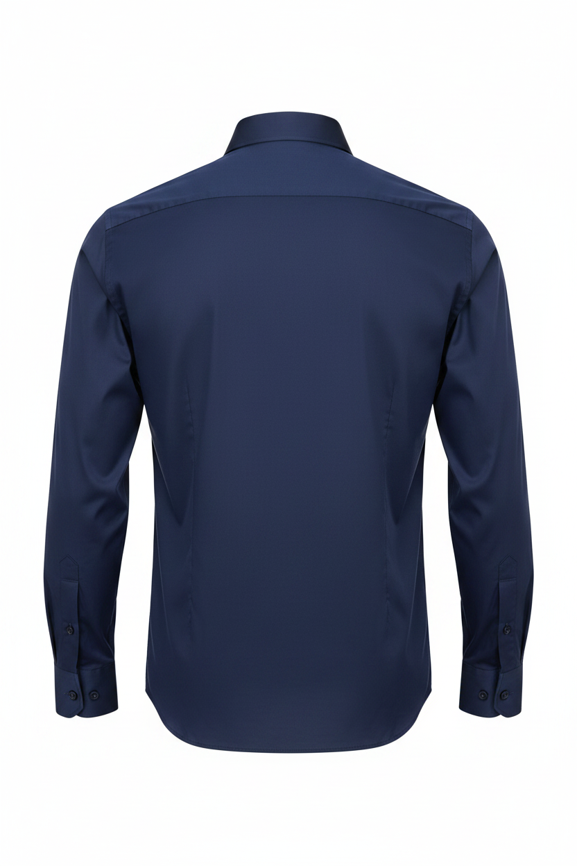 Plain Navy Dress Shirt - Back