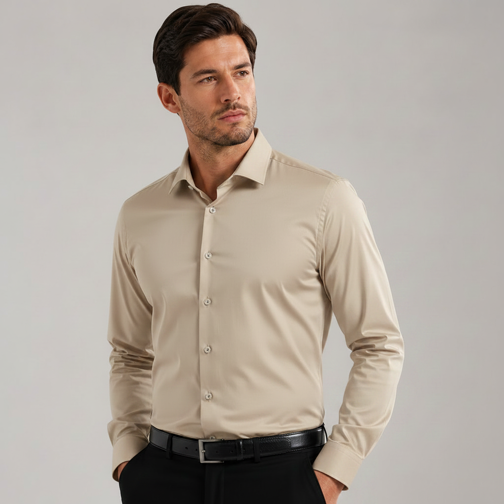 Plain Beige Dress Shirt