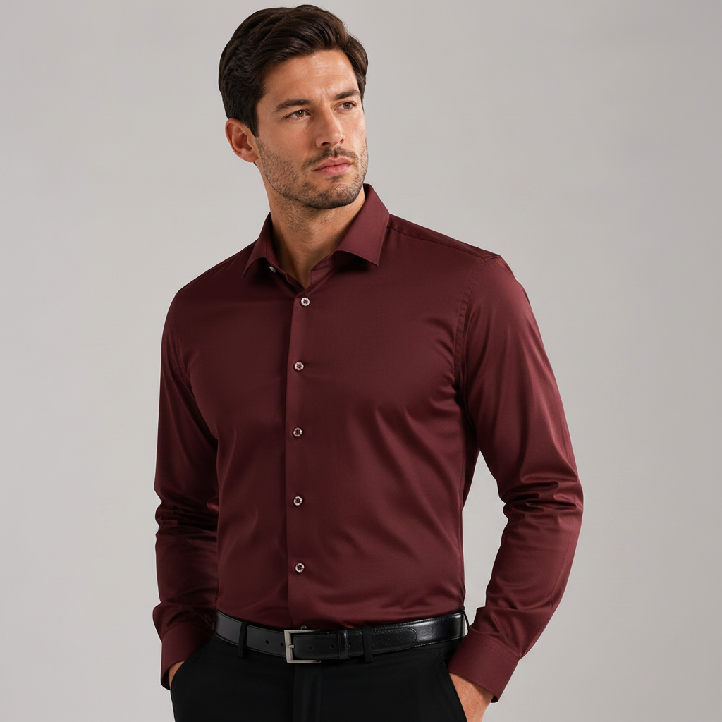 Plain Maroon Dress Shirt