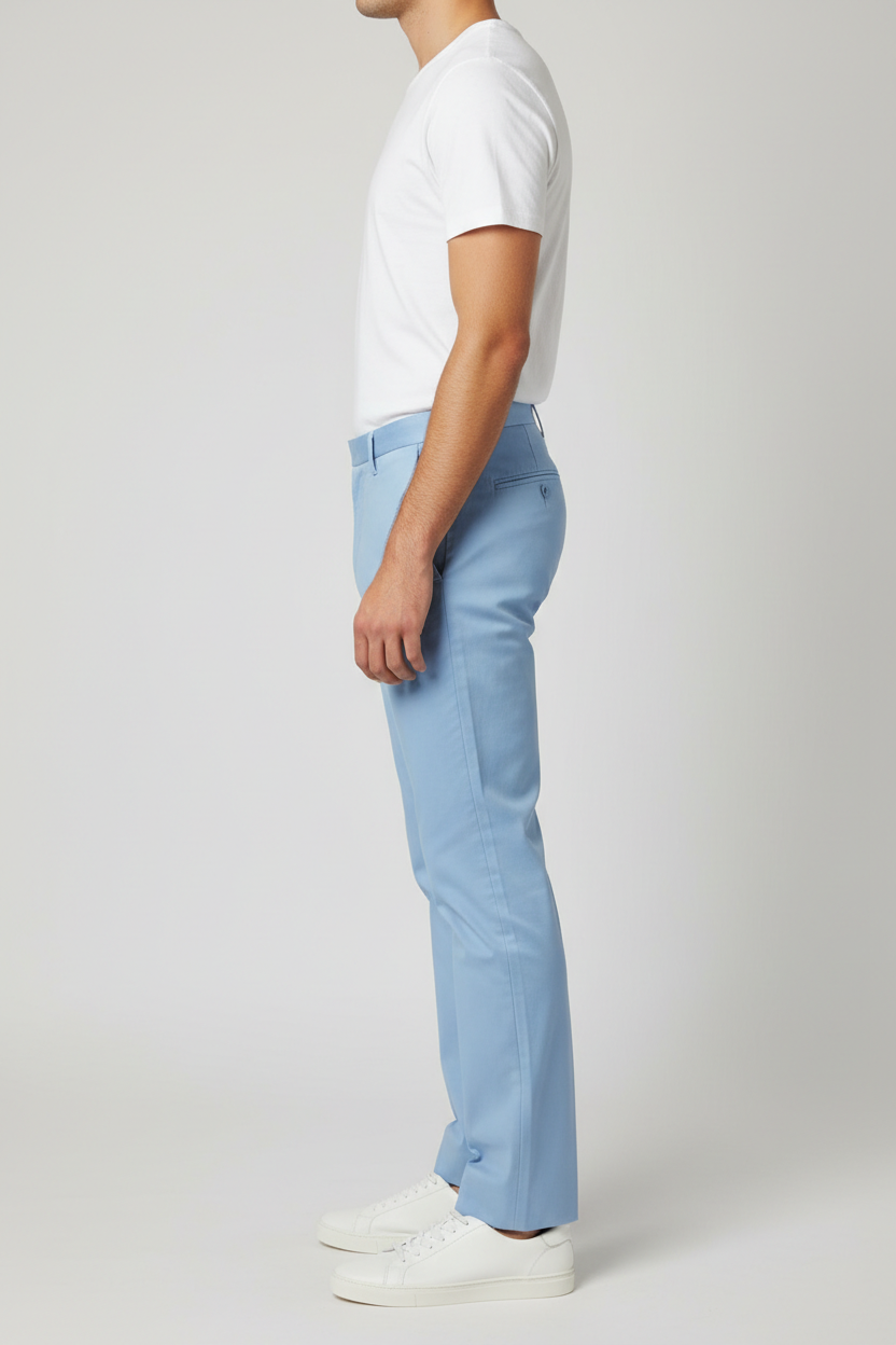 Sky Blue Cotton Trousers For Men