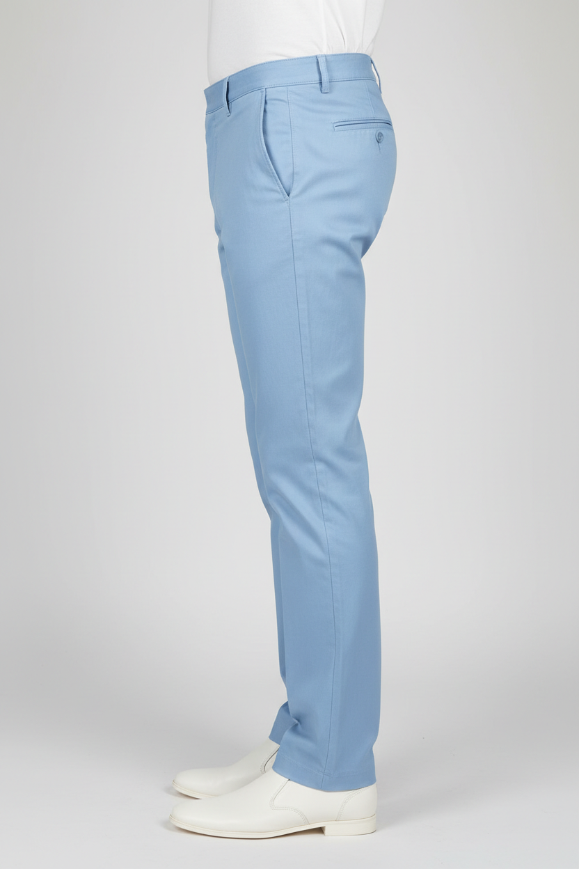Sky Blue Cotton Trousers For Men