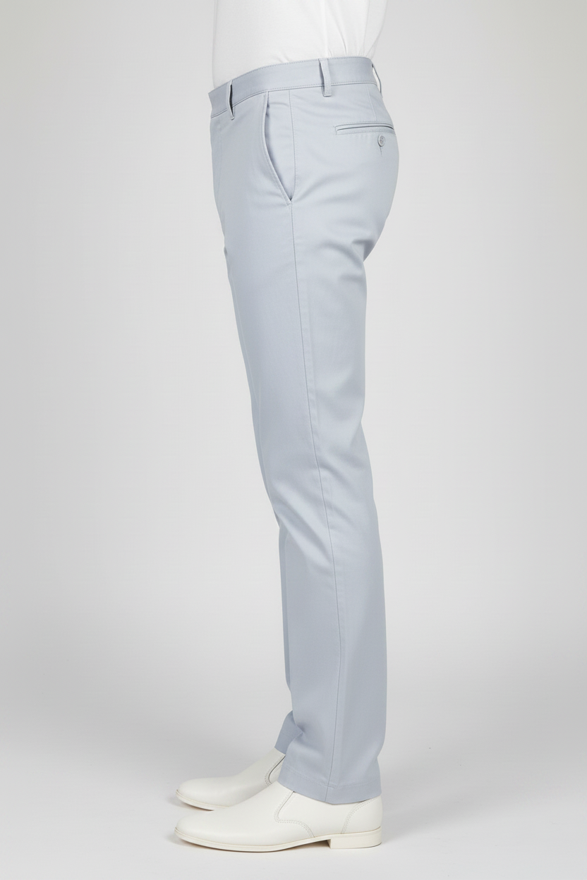 Light Gray Cotton Trousers For Men