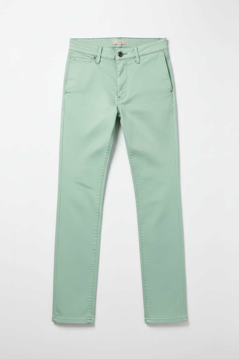 Light Green Cotton Trousers For Men