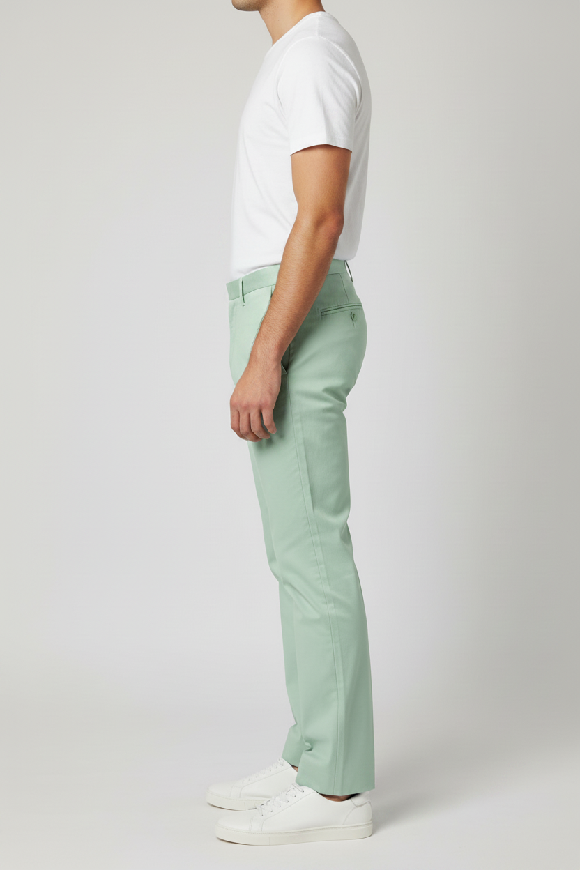 Light Green Cotton Trousers For Men