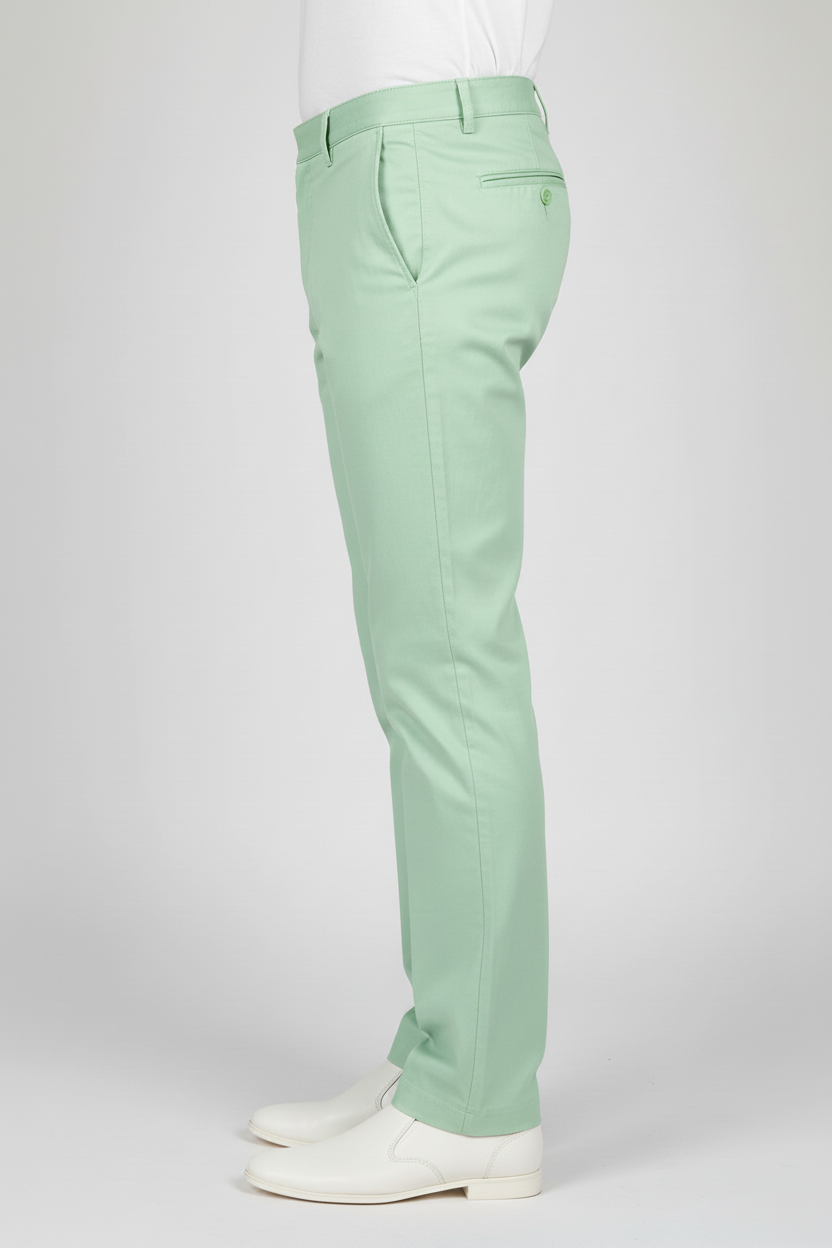 Light Green Cotton Trousers For Men