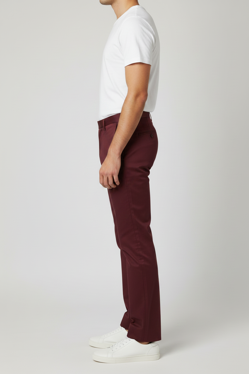 Maroon Cotton Trousers For Men