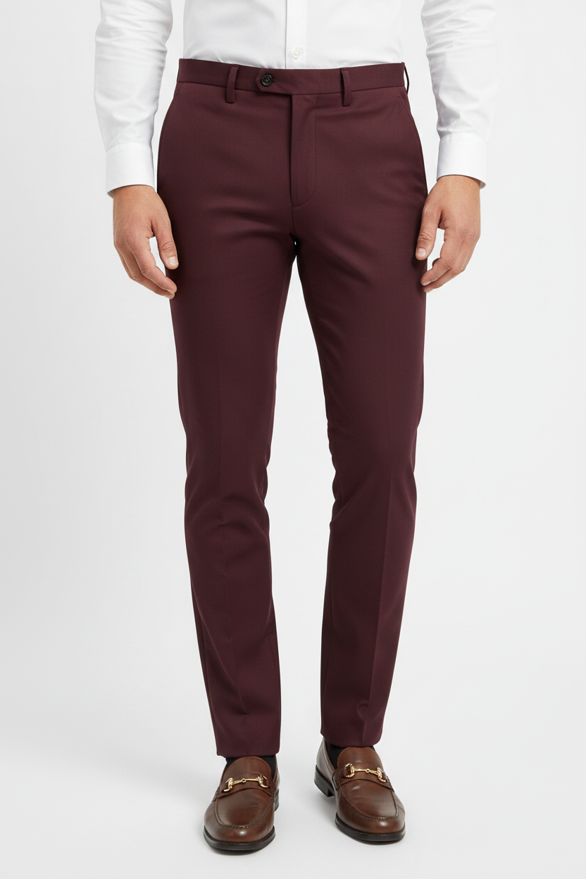 Maroon Regular Fit Dress Pant