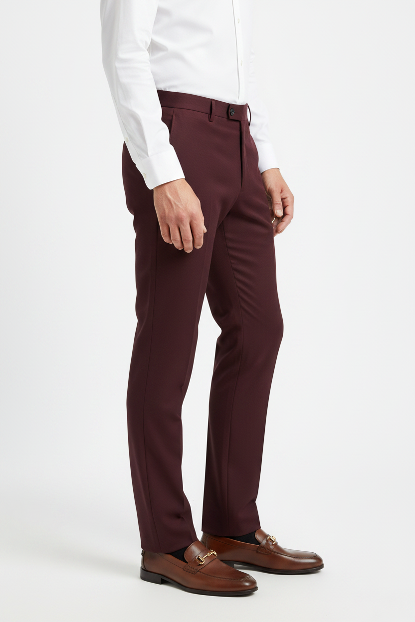 Maroon Regular Fit Dress Pant