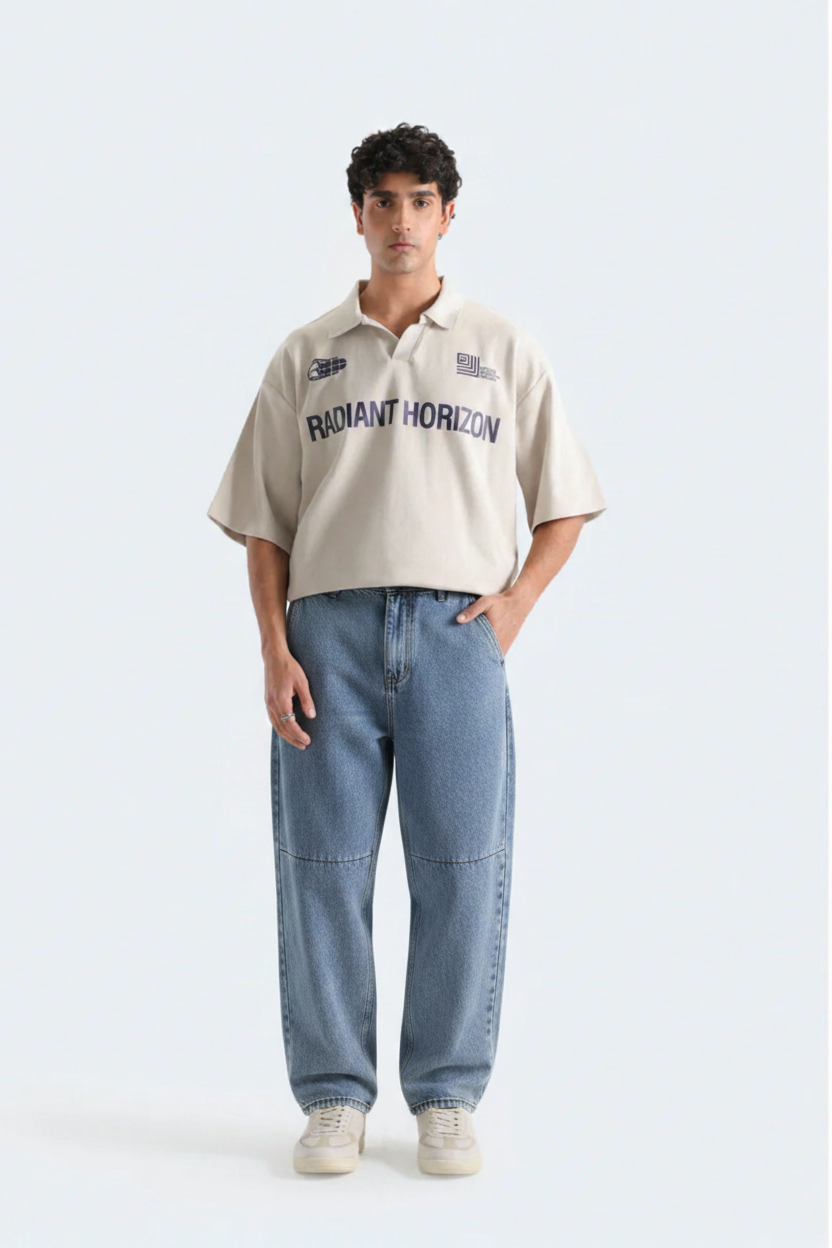 Medium-Blue Wash Balloon Fit Jeans