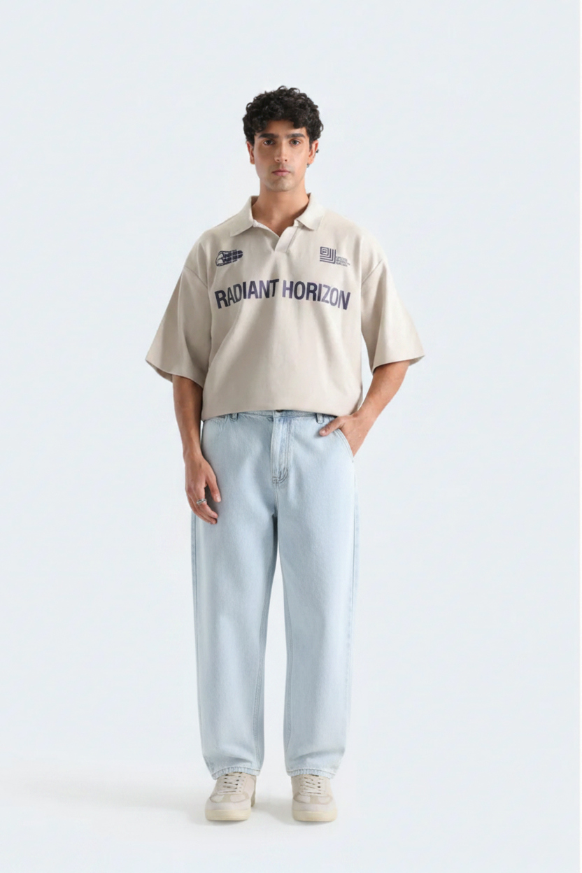 Ice-Blue Balloon Fit Jeans