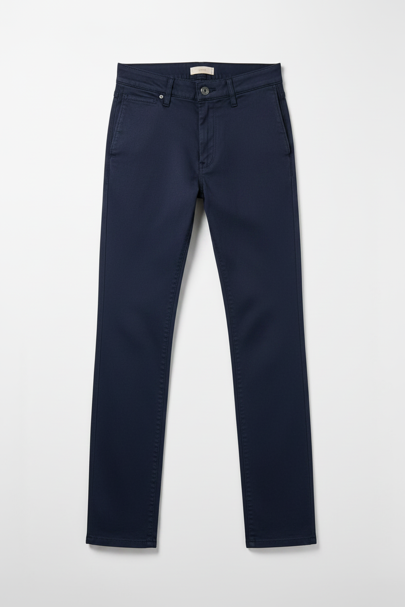Navy Blue Cotton Trousers For Men
