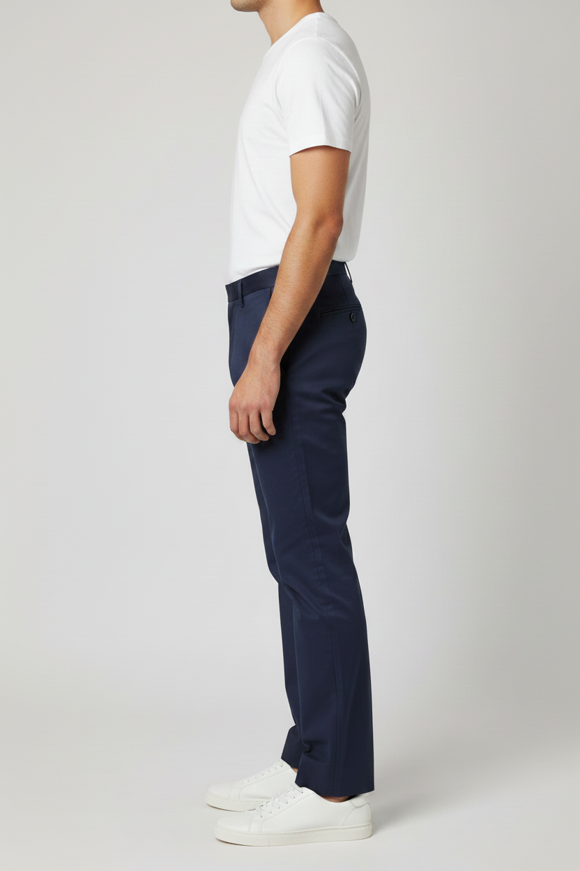 Navy Blue Cotton Trousers For Men