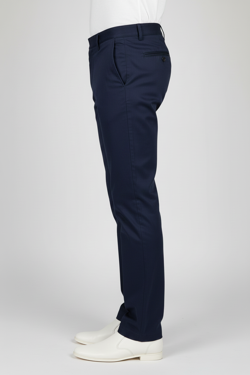 Navy Blue Cotton Trousers For Men