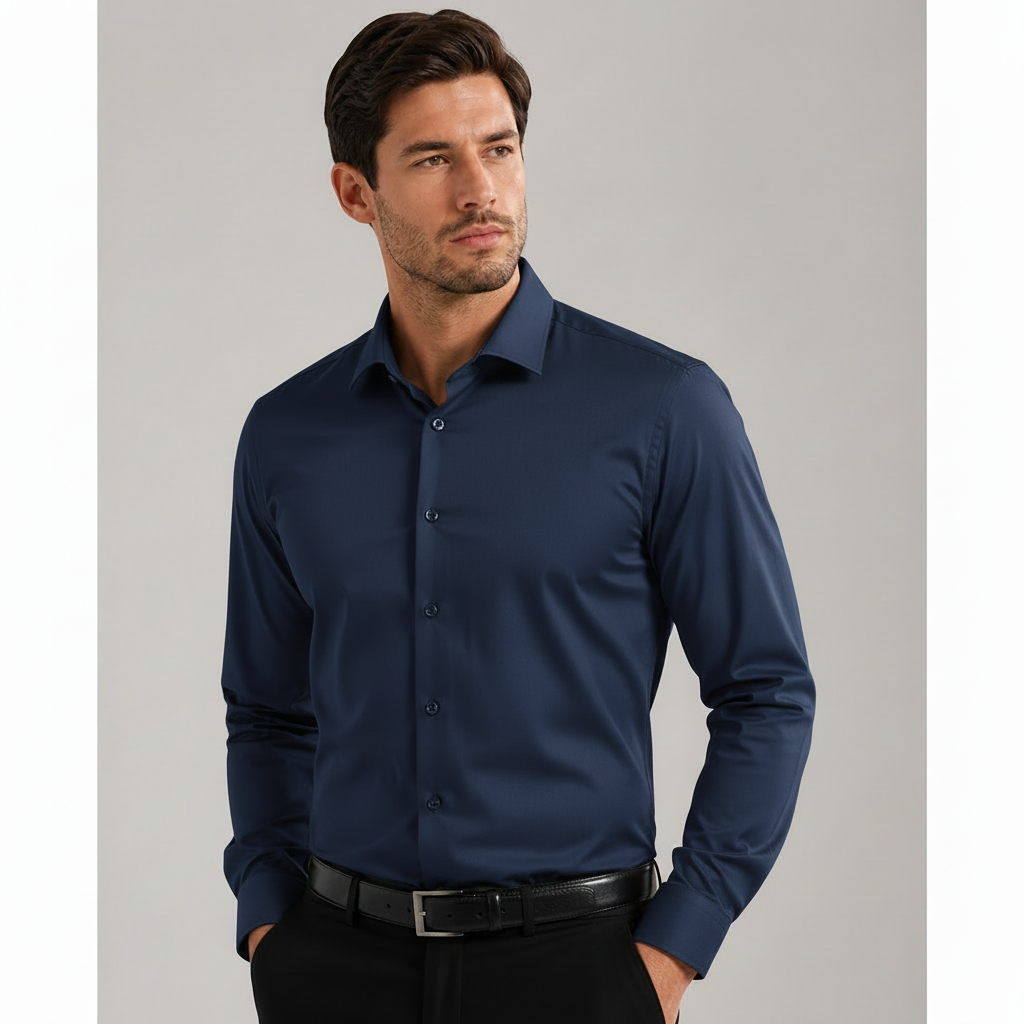 Plain Navy Dress Shirt