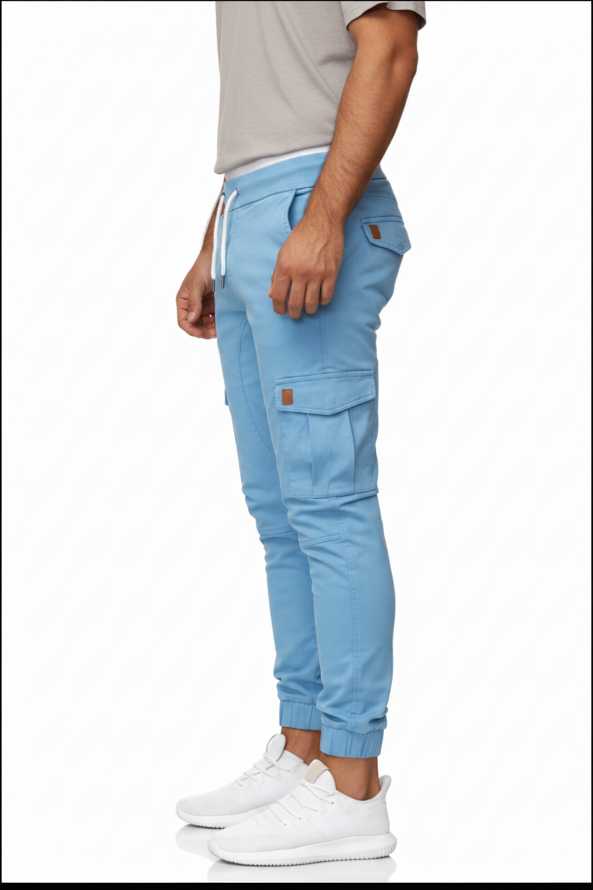 Sky Blue Cargo Trousers For Men