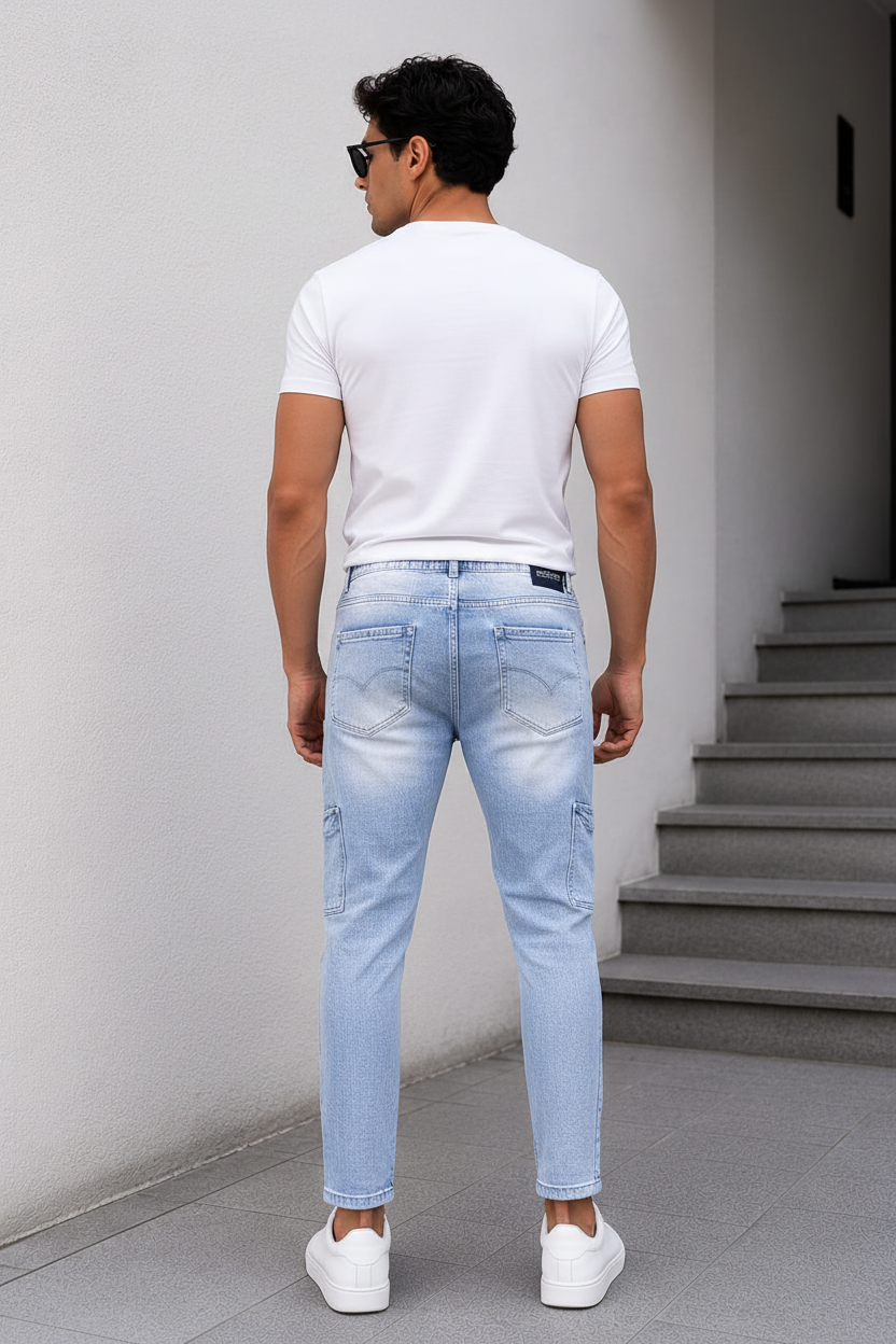 Sky Blue Carrot Fit Jeans