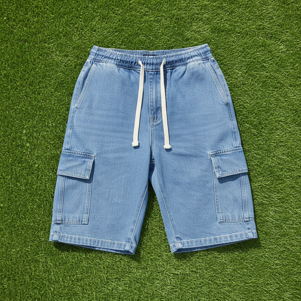Sky Blue Denim Shorts For Men