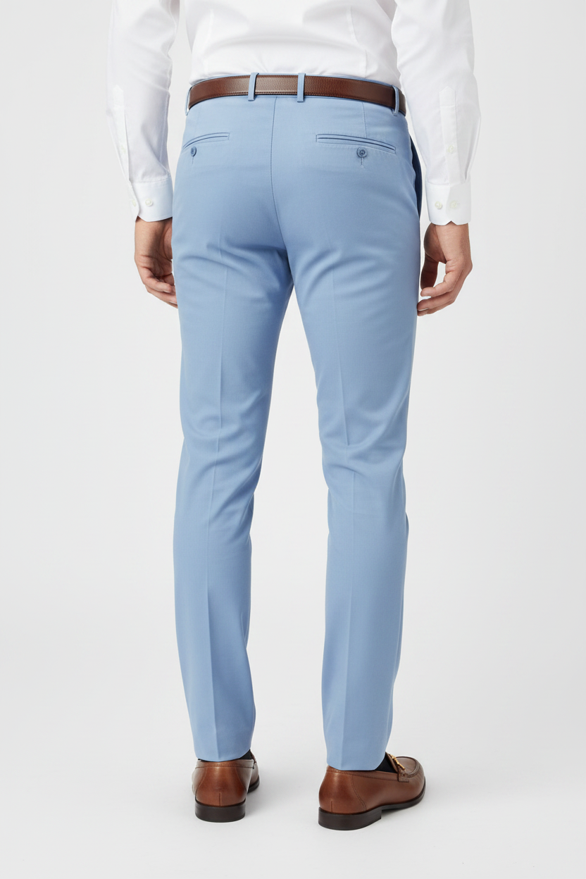 Sky Blue Regular Fit Dress Pant